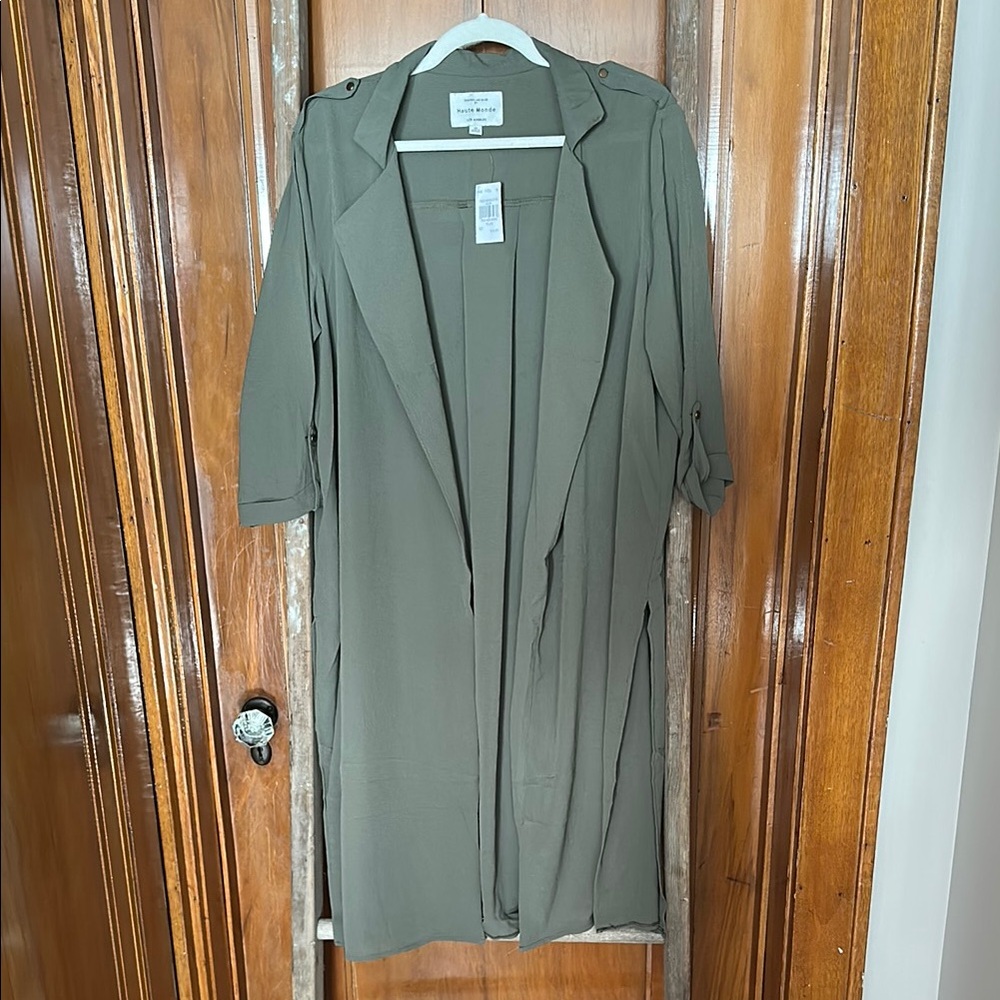 Haute Monde Olive Green Duster Blouse
